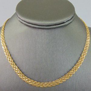 Womens Vintage Estate 14K Yellow Gold Mesh Necklace 12.8g E963